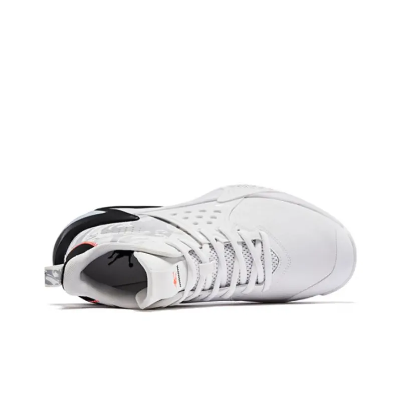 QIAODAN Slip Resistant, Abrasion Resistant, Breathable Mid Top Basketball Shoes Men's Black White-3