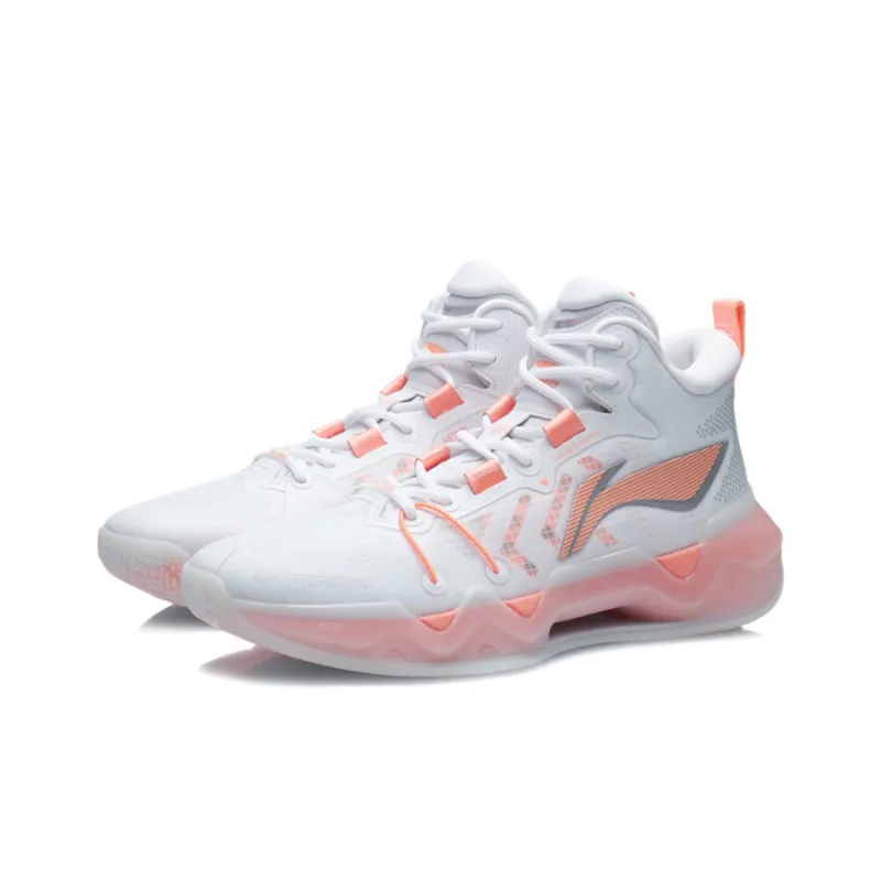LiNing Liren 2 Cushioning Anti Slip And Wear Resistant Coverage Support Mid Top Basketball Shoes Men's White Orange-3