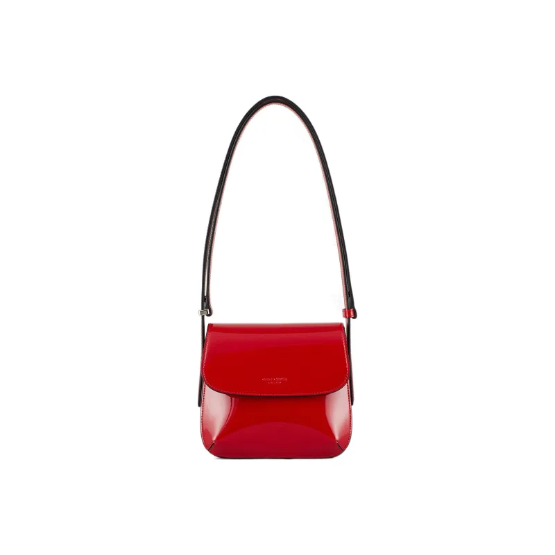 AMANI Pebbled Print Patent Leather Calfskin Handbag Shoulder Bag Women's-0