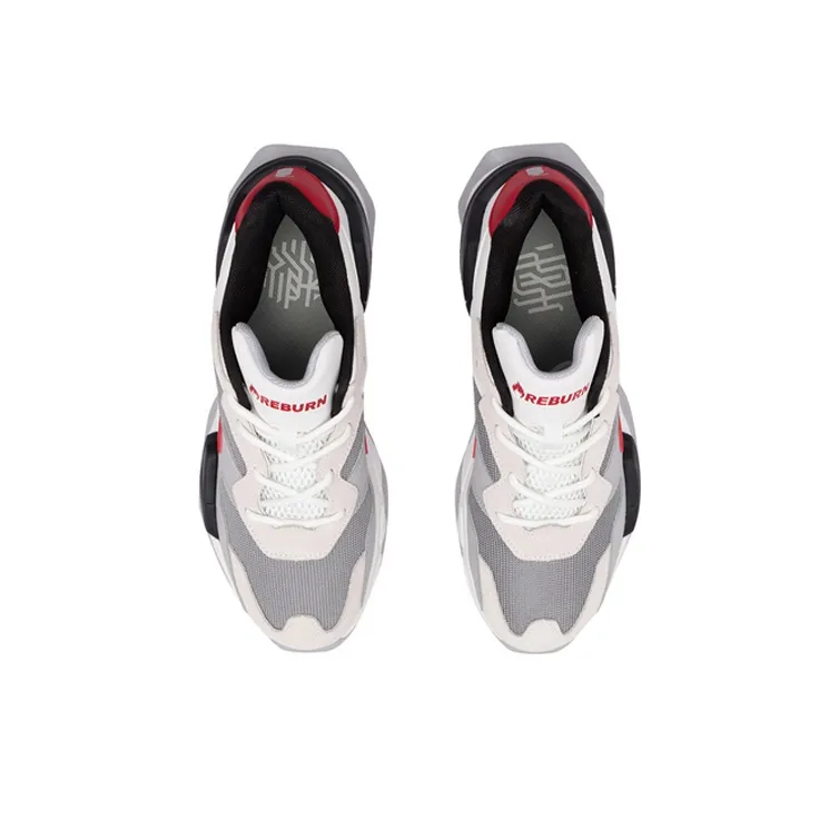 LiNing Reburn Classic Cushioning Rebound Low Top Basketball Shoes Men's White Gray-3