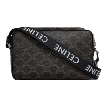 CELINE Triomphe Cow Leather Camera Bag, Shoulder Bag, Crossbody Bag Medium Size Men's Black