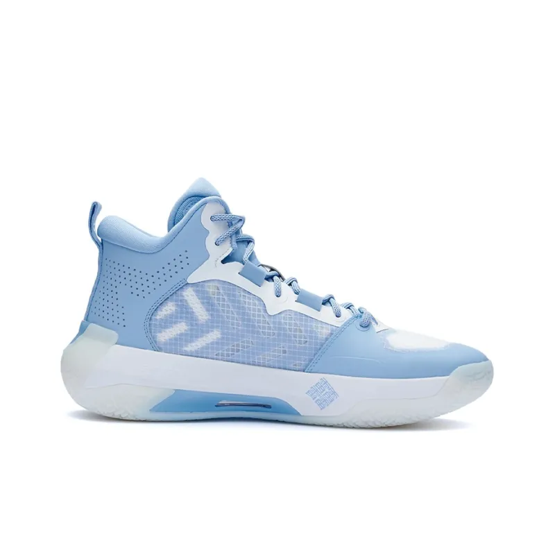 LiNing Liren 2 Cushioning Slip Resistant Coverage Support Rebound Mid Top Basketball Shoes Snow Blue-1