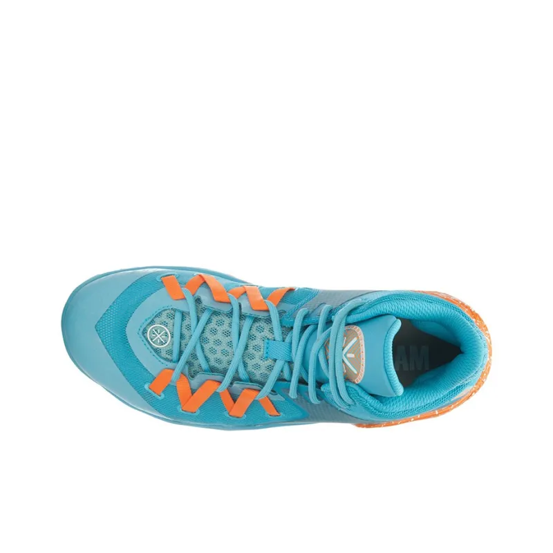 LINING Basketball Shoes Unisex Mid Top Blue/Orange-2