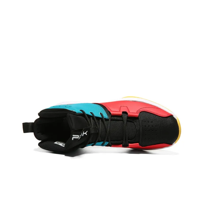 PEAK Anti Slip And Wear Resistant Lightweight High Top Basketball Shoes Men's Blue Red White-2