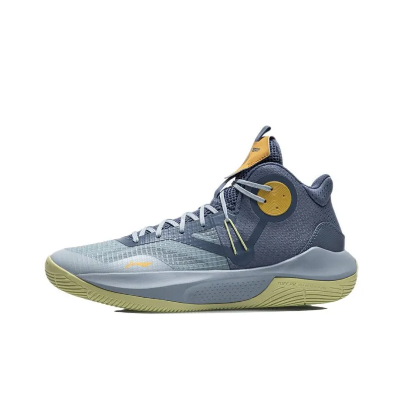 LINING Sonic 9 Team Basketball Shoes Men Mid Top Flint Blue/Cloud Gray Blue-0