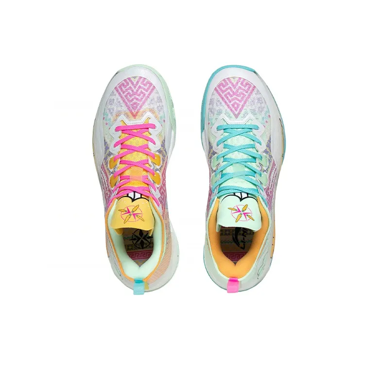 LINING Liren 3 V2 Basketball Shoes Men Low Top White/Orange/Green-2