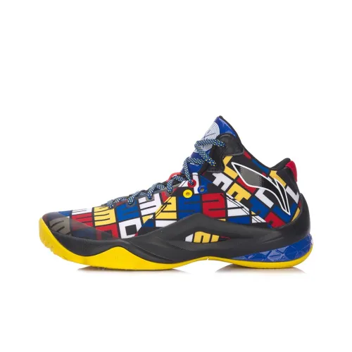 LINING All In Team 4 Basketball Shoes Unisex Mid-Top Black/Blue/Yellow/Red