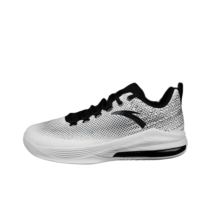Anta Anti Slip Wear Resistant Breathable Rebound Low Top Basketball Shoes Men's White Black-0