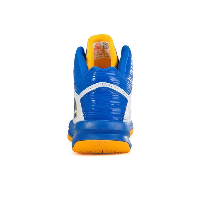 PEAK Cushioning Anti-Slip Wear-Resistant Breathability Mid-Top Performance Basketball Shoes Men's White Blue-3