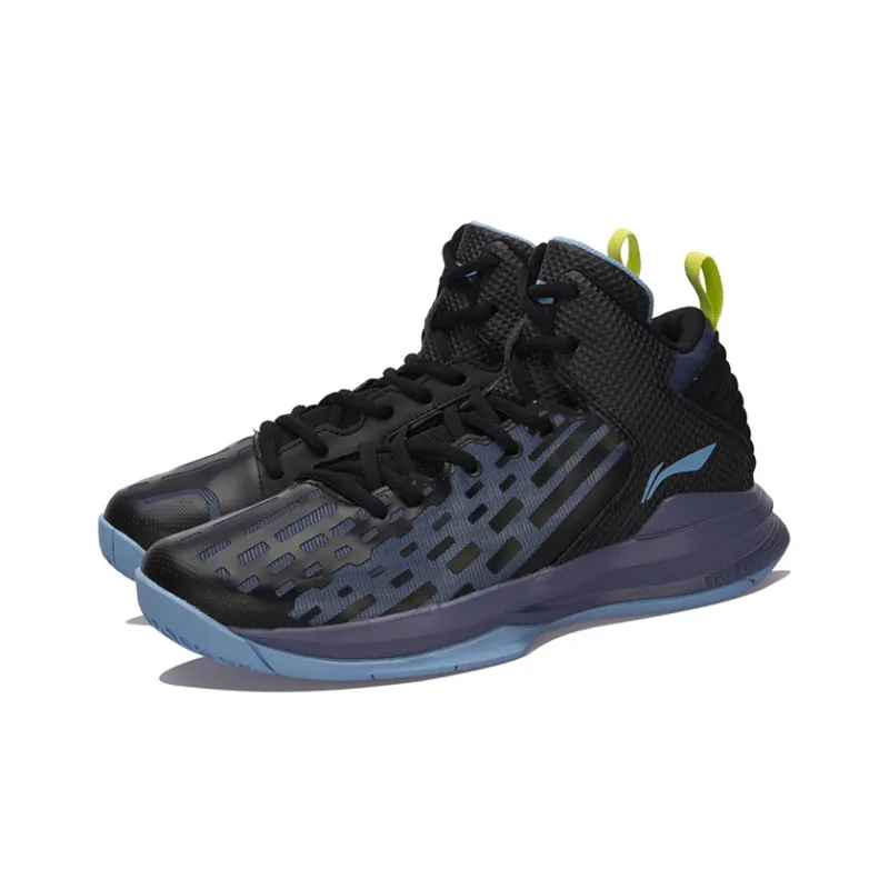 LINING Killer Whale III Basketball Shoes Unisex High-Top Blue/Black-2