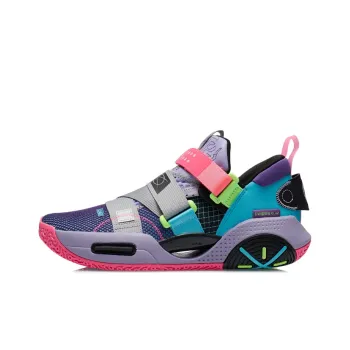 LINING All City 9 V2 Basketball Shoes Men Low Top Iron Orchid Purple/Sea Wave Blue