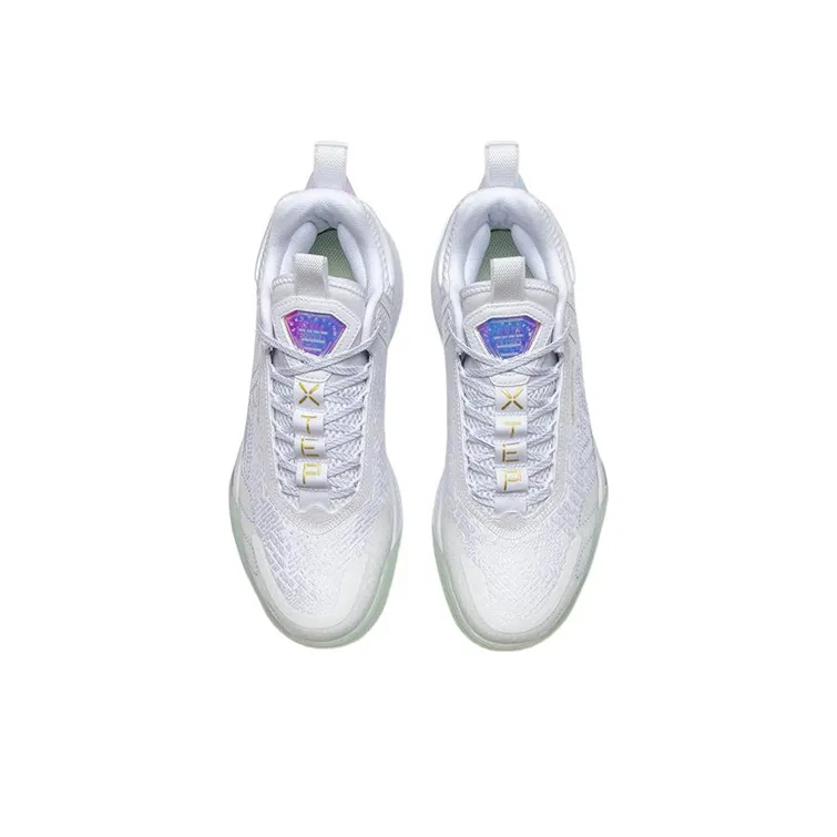 XTEP Levitation 6 Cushioning, Slip Resistant, Abrasion Resistant Coverage Mid Top Basketball Shoes Men's New White-2