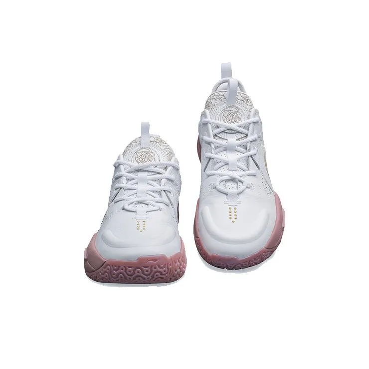 LiNing All City 9 Cushioning Anti-Slip Wear-Resistant Breathable Supportive Rebound Low-Top Basketball Shoes White Pink-6