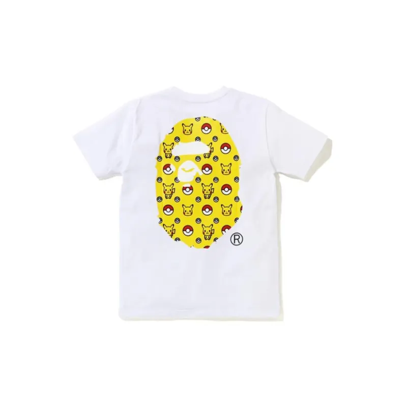 A BATHING APE X Pokemon Ladies Pikachu Ape Head Tee #3 White-1
