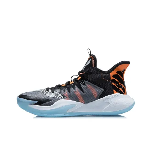 LINING Storm 2021 Basketball Shoes Men Mid-Top Black/White/Orange