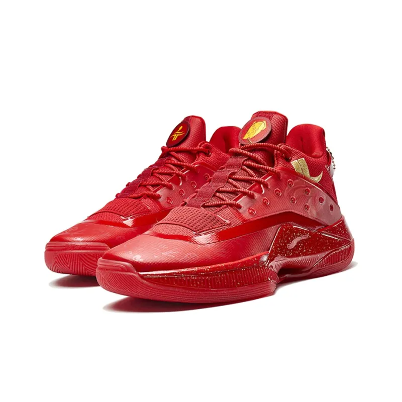XTEP Levitation 4 Jlin Combat Boots Non slip Lightweight Low Top Performance Basketball Shoes Men's China Red-1
