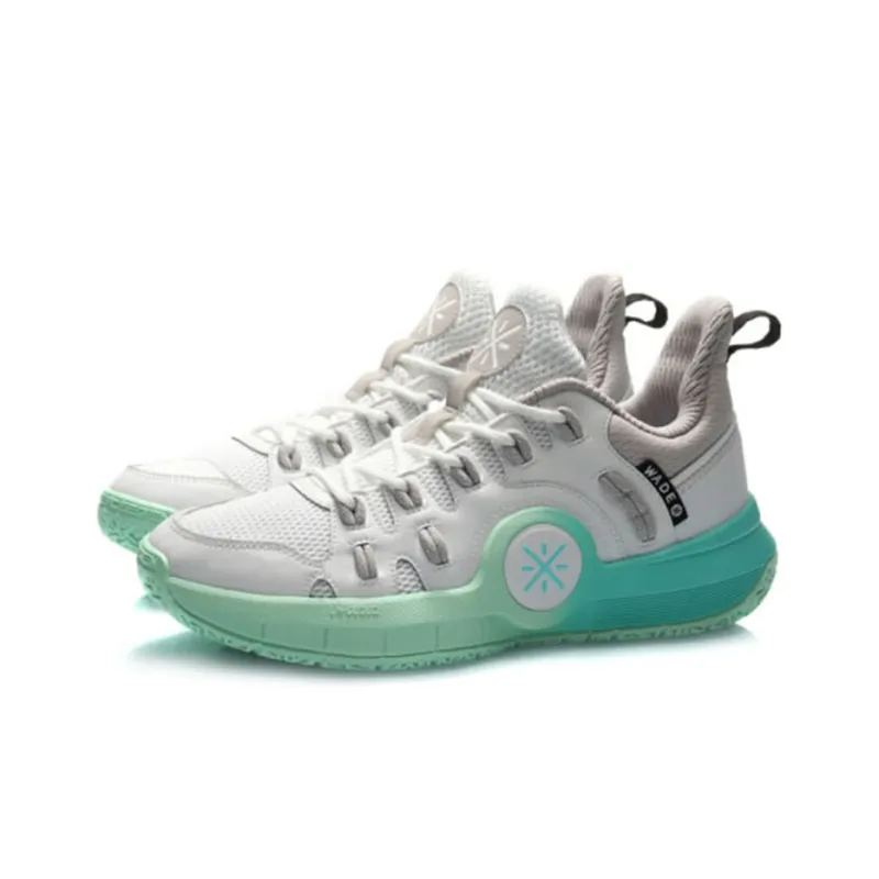 LiNing WAY OF WADE Shock Absorbers Low Top Basketball Shoes White Green-2