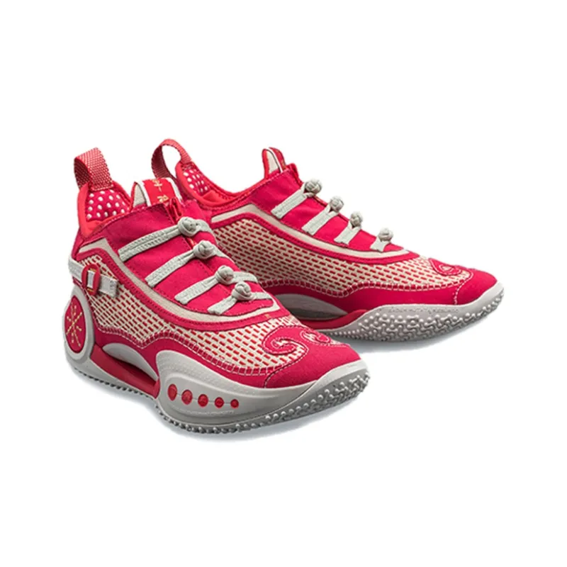 LiNing WOW 9 Wear Resistant Slip Resistant Mid Top Performance Basketball Shoes Men's Achieve Red-4