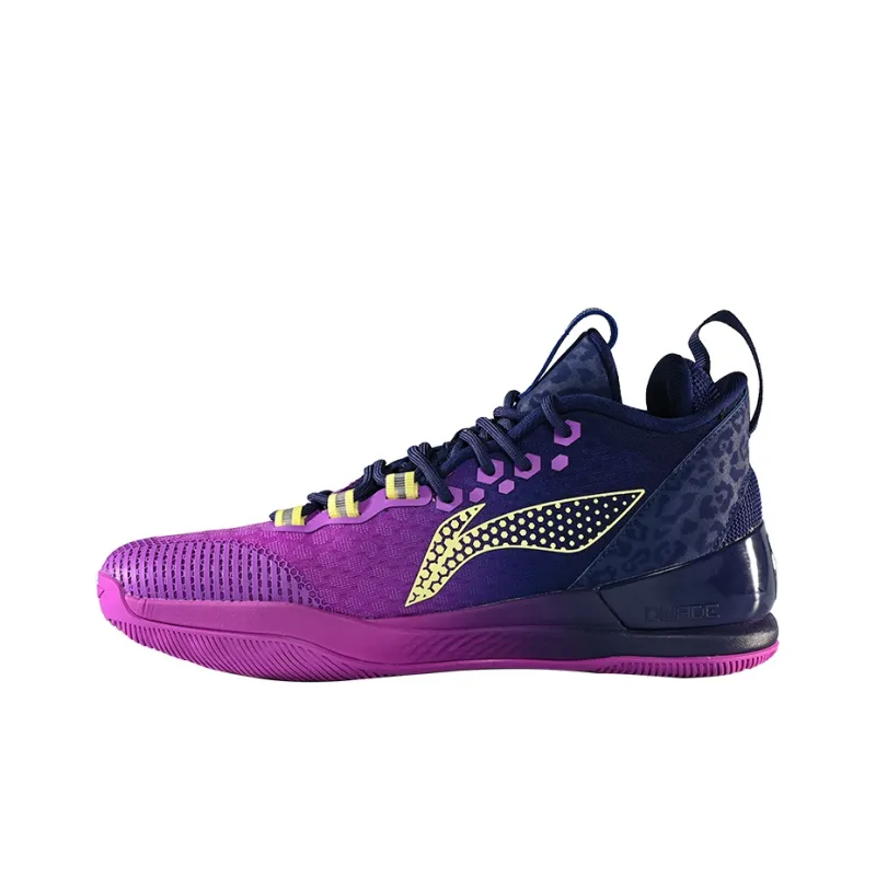 LiNing SONIC 8 Cushioning Rebound Mid Top Basketball Shoes Men's Purple Blue-1