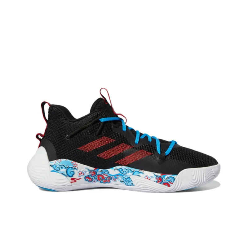Adidas Harden Stepback 3 Anti-Slip And Wear-Resistant Cushioning Coverage Mid-Top Basketball Shoes Men's Black Blue-1