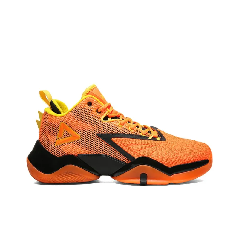 PEAK Taichi Lightning 2020 Durable Breathable Mid Top Performance Basketball Shoes Men's Orange-1