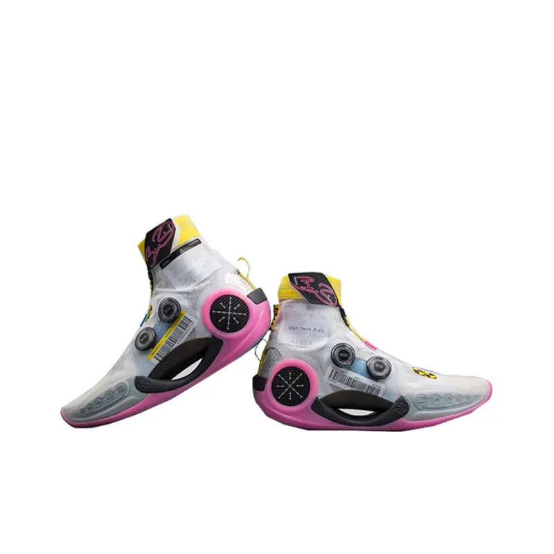 LiNing WOW 9 Infinity Infinity 'test R2' Cushioning Support High-Top Performance Basketball Shoes Men's White Pink-2
