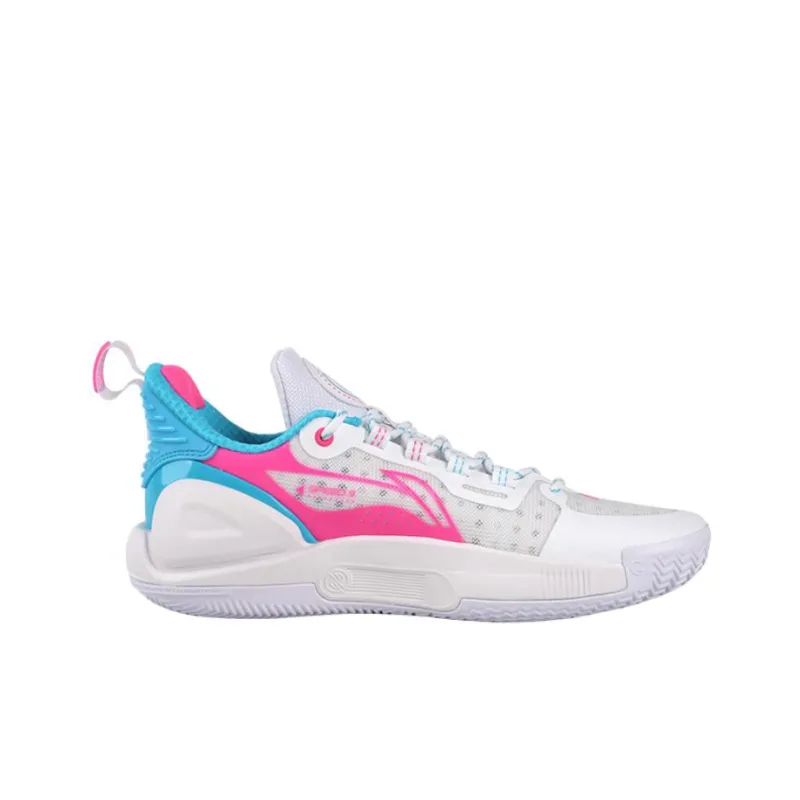 LiNing Speed 9 Cushioning Anti Slip And Wear Resistant Low Top Basketball Shoes Men's White Pink-1