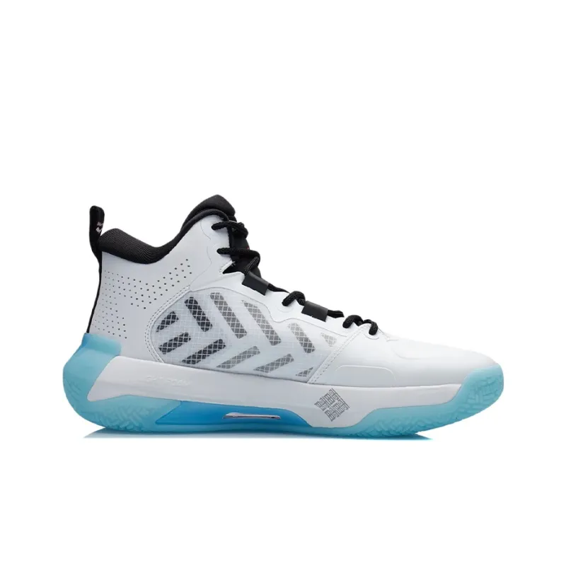 LiNing Liren 2 Cushioning, Slip Resistant, Abrasion Resistant, Coverage, Support Mid Top Basketball Shoes White Black-1