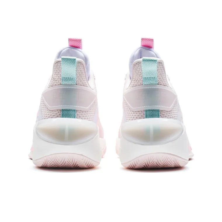XTEP Light Feather 2 V2 Cushioned Slip-Resistant Low-Top Basketball Shoes Men's Pink White-4