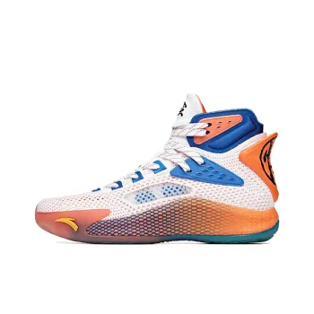 Anta Basketball Collection Cushioning Anti Slip And Wear Resistant High Top Basketball Shoes Men's White Blue Orange