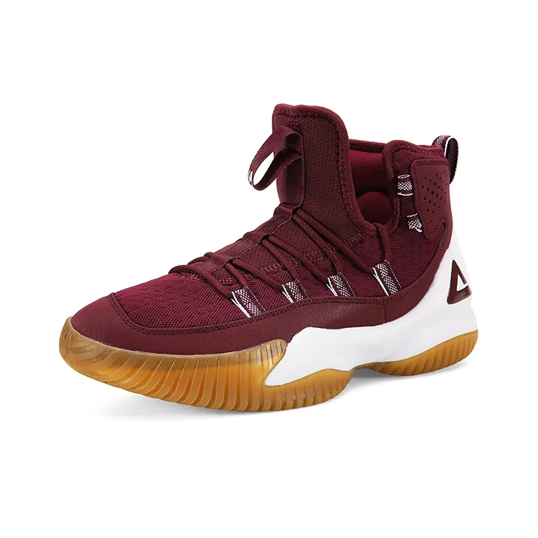 PEAK Cushioning, Slip Resistant, Abrasion Resistant, Coverage, Support High Top Basketball Shoes Men's Dark Red-2