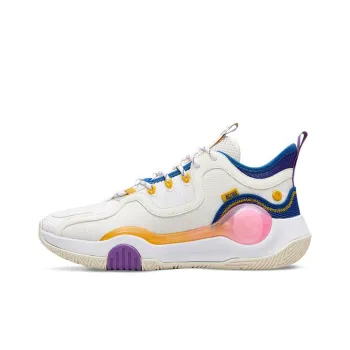 361° Ag Volley Cushioning Anti Slip And Wear Resistant Mid Top Basketball Shoes White Yellow