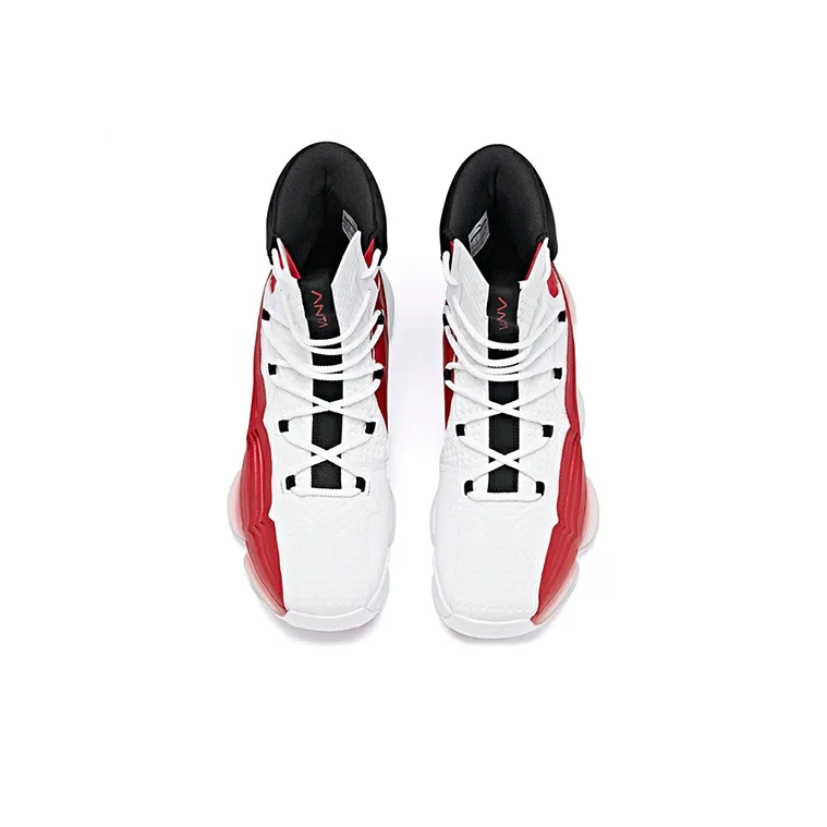 Anta Cushioning Anti-Slip And Wear-Resistant High-Top Basketball Shoes Men's White Red-2