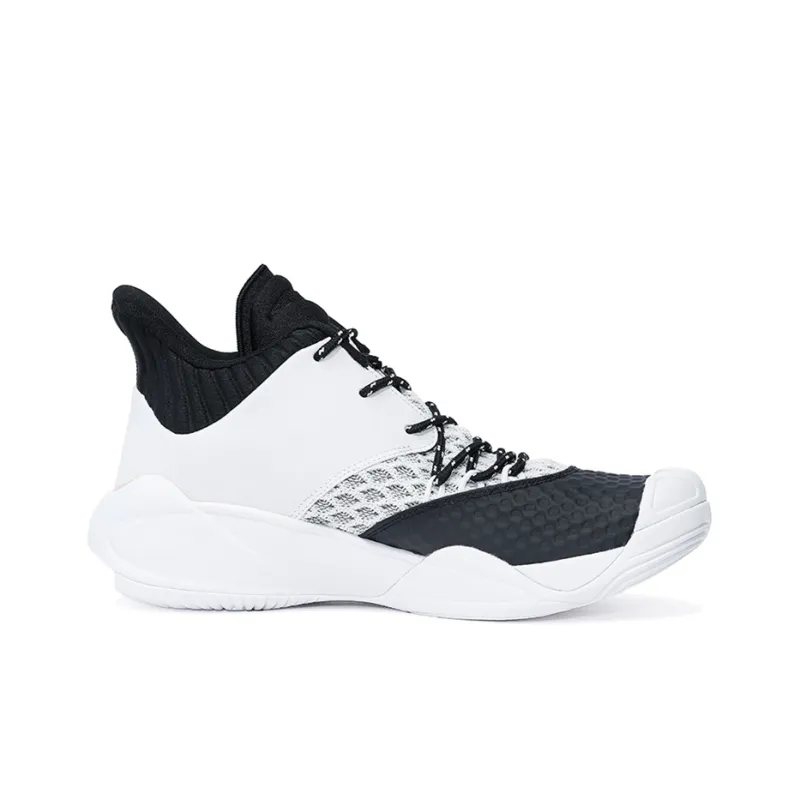 Anta Anti-Slip Wear-Resistant Mid-Top Performance Basketball Shoes Men's Black White Gray-1