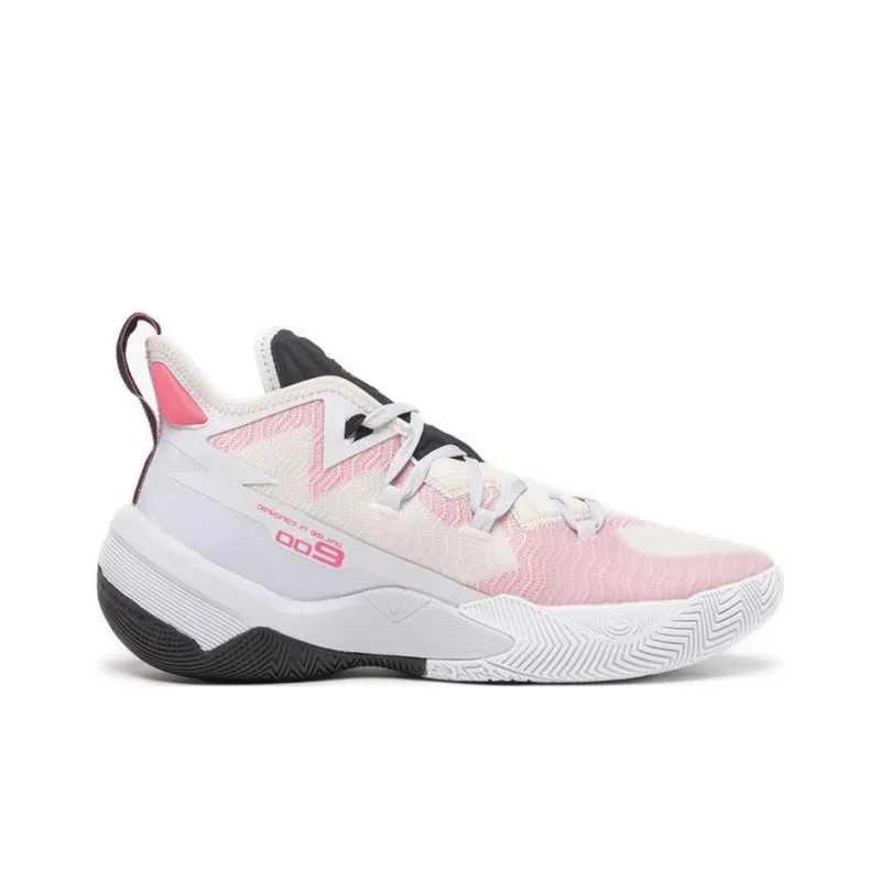 LiNing Power 9 Premium Abrasion Resistant Breathable Mid Top Basketball Shoes Men's White Pink-1