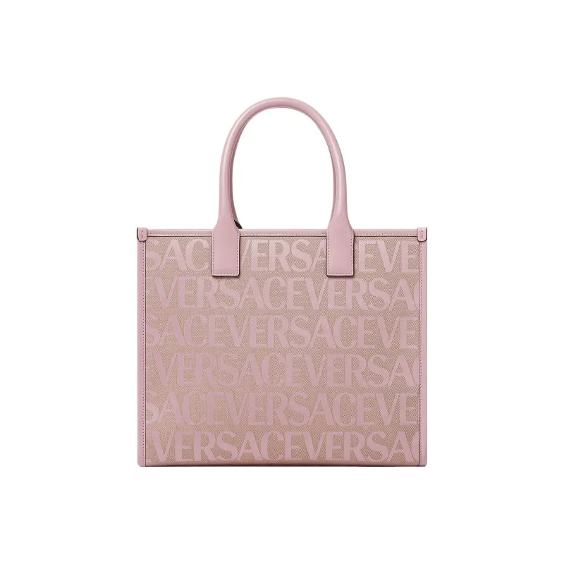 VERSACE Canvas With Leather Tote Bag Shopping Bag Shoulder Bag Handbag Small Size Women's Pink-2