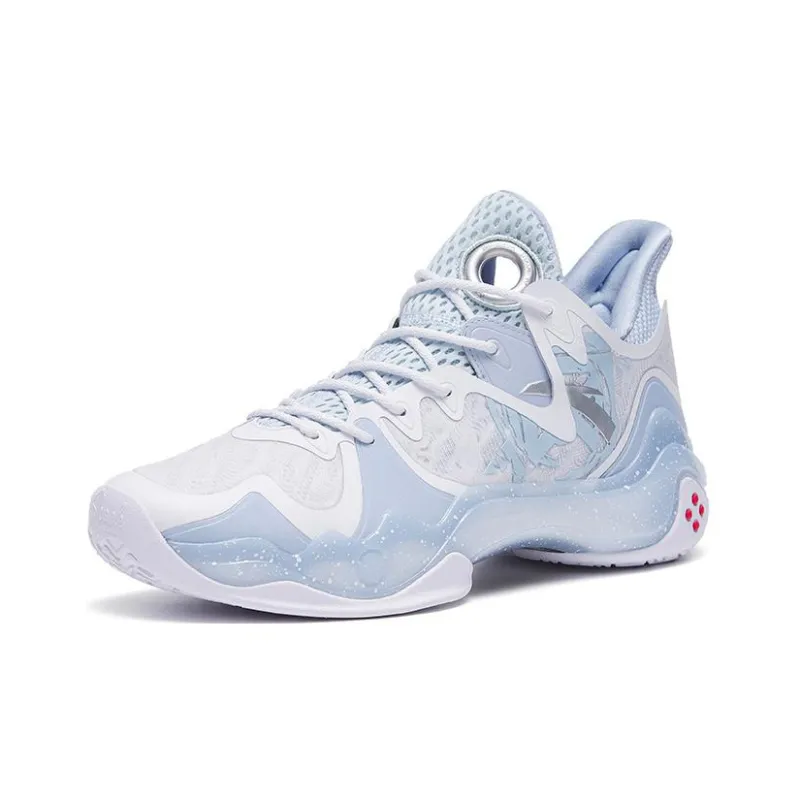 Anta Shock Wave 4 Cushioning Anti-Slip And Wear-Resistant Low-Top Basketball Shoes Blue White-1