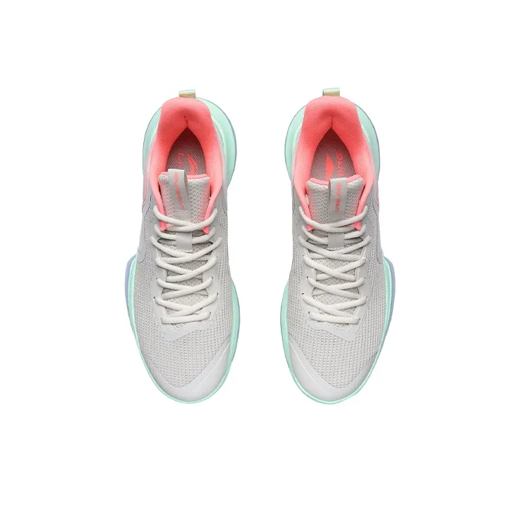 LINING Flash Basketball Shoes Men Low Top Gray/Green/Pink-3