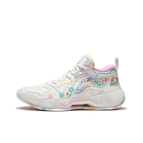 Disney X LINING Liren 2 Low Basketball Shoes Men Low-Top Mist White/Peachwood Pink