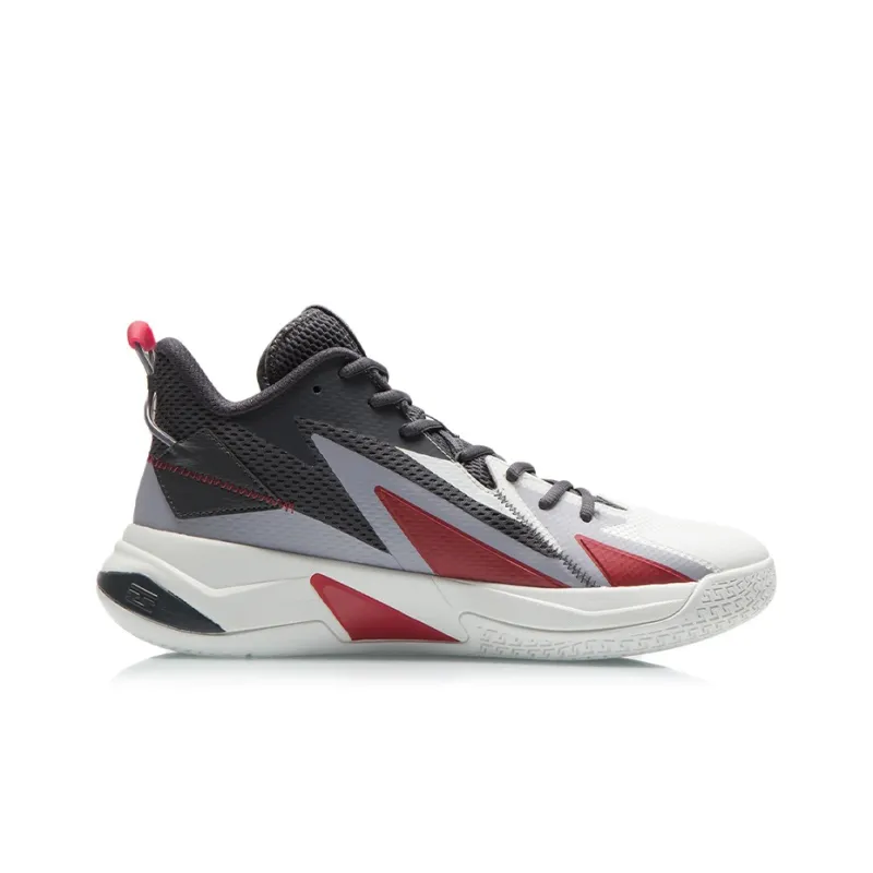 LINING Fighting Falcon Basketball Shoes Men Mid Top White/Turquoise Purple/Ebony Black-1