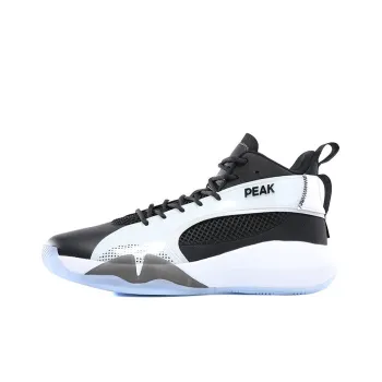 PEAK Shock Absorbers Slip Resistant, Abrasion Resistant, Breathable High Top Basketball Shoes Men's Black White