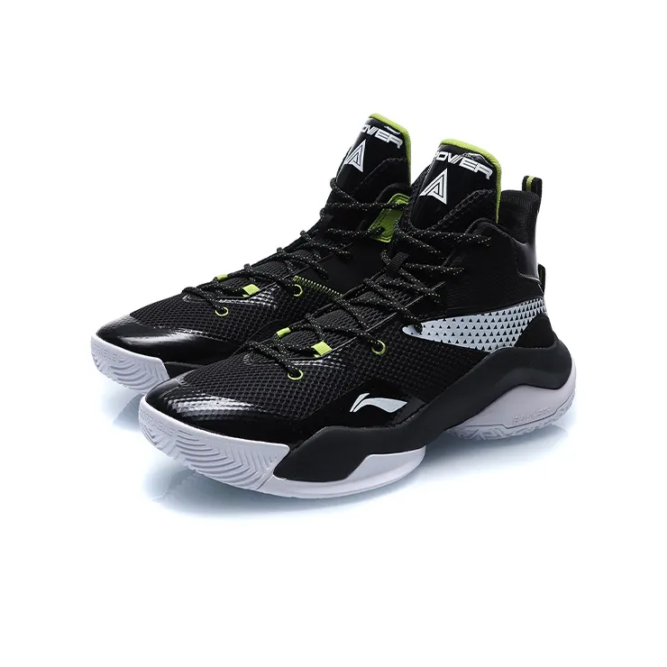 LiNing Power 7 Cushioning Anti Slip And Wear Resistant High Top Basketball Shoes Men's Black White-2