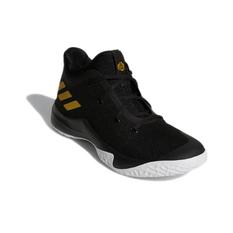 Adidas D Rose Menace 3 Wear Resistant Low Top Performance Basketball Shoes Men's Black Gold-2