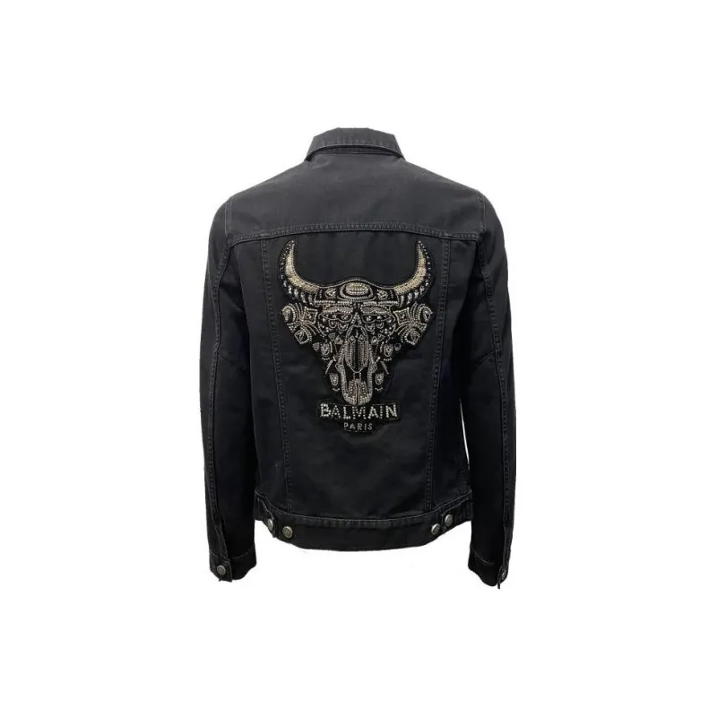 BALMAIN Denim Jackets Men Black-1