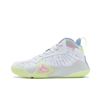 PEAK Dingji Cushioning Anti Slip And Wear Resistant Mid Top Basketball Shoes White Green