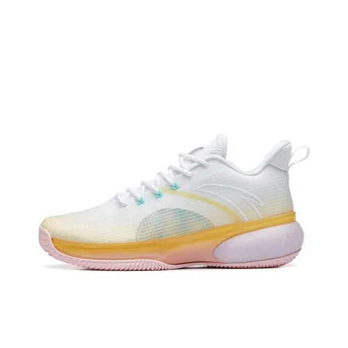 Anta Durable Breathable Low Top Basketball Shoes White Yellow