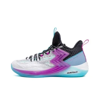 361° Big3 2.0 Anti Slip Wear Resistant Mid Top Basketball Shoes Men's White Purple