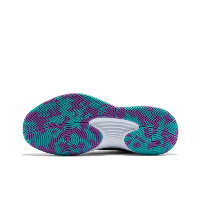 QIAODAN Basketball Shoes Men Mid Top Black/Purple/Green-5