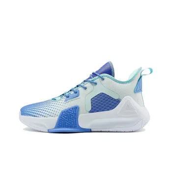 PEAK Non slip Wear resistant Shock Absorption Mid Top Basketball Shoes Men's Blue Green