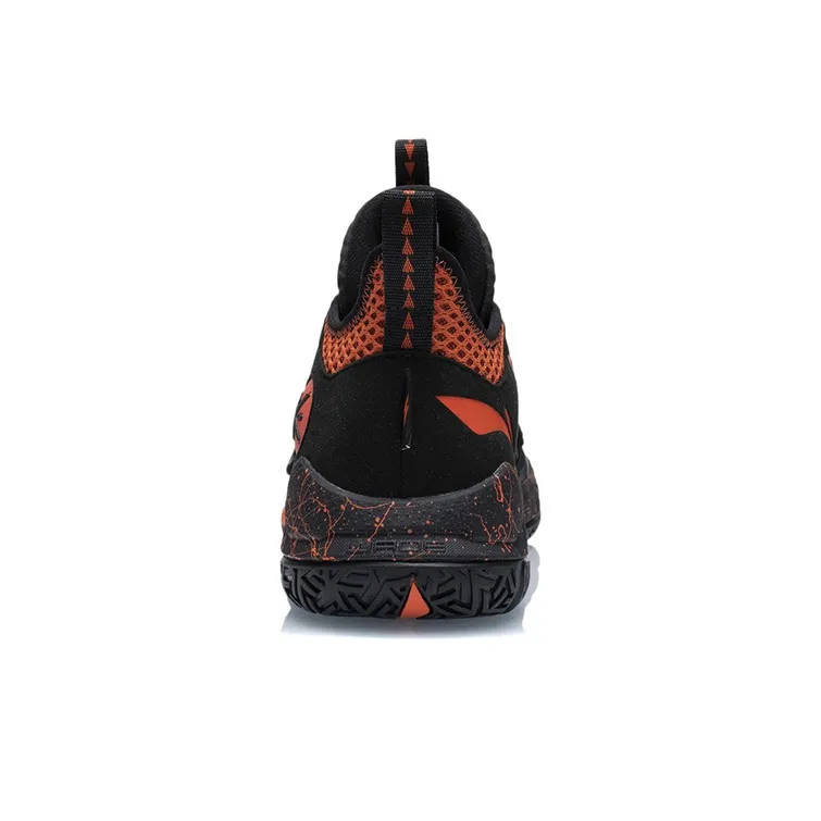 LiNing Wade Block Cushioning Anti Slip And Wear Resistant Coverage Support Low Top Basketball Shoes Black Orange-4
